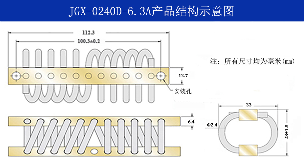 JGX-0240D-6.3A多應用鋼絲繩隔振器結構