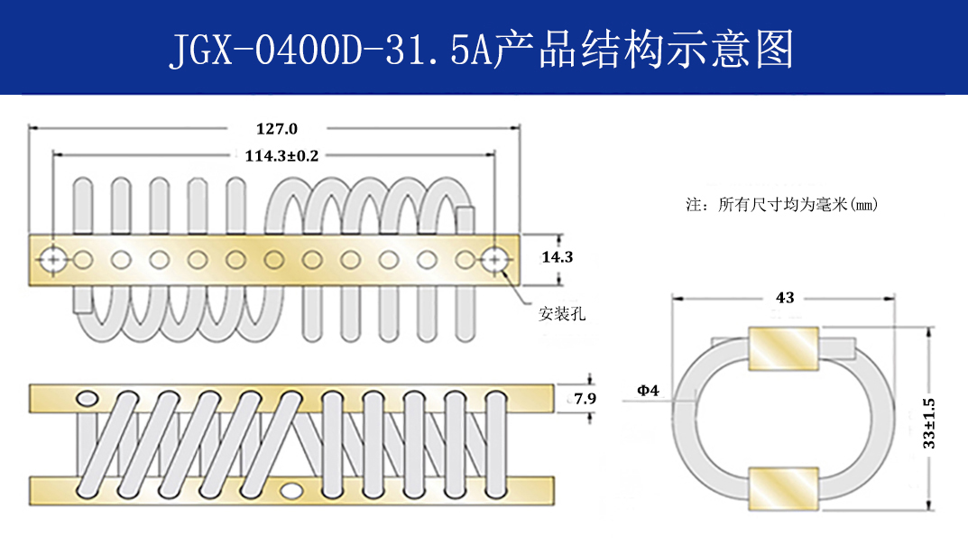 JGX-0400D-31.5A多應(yīng)用鋼絲繩隔振器結(jié)構(gòu)