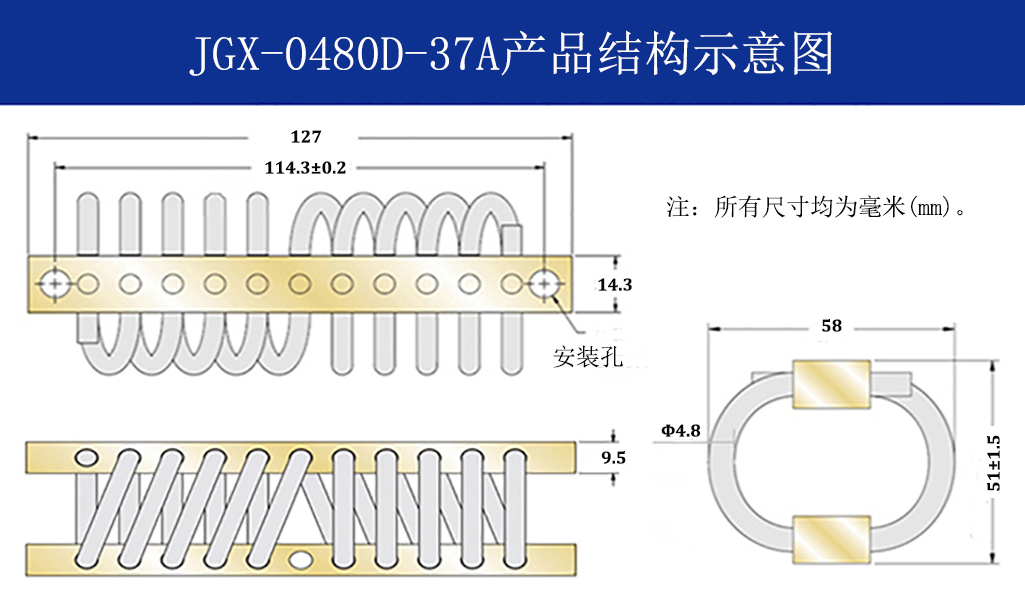 JGX-0480D-37A多應用鋼絲繩隔振器結(jié)構(gòu)