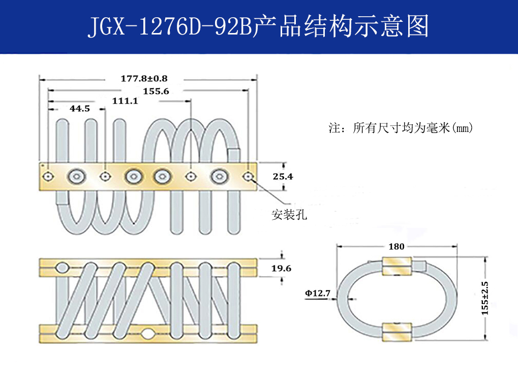 JGX-1276D-92B多應用鋼絲繩隔振器結構